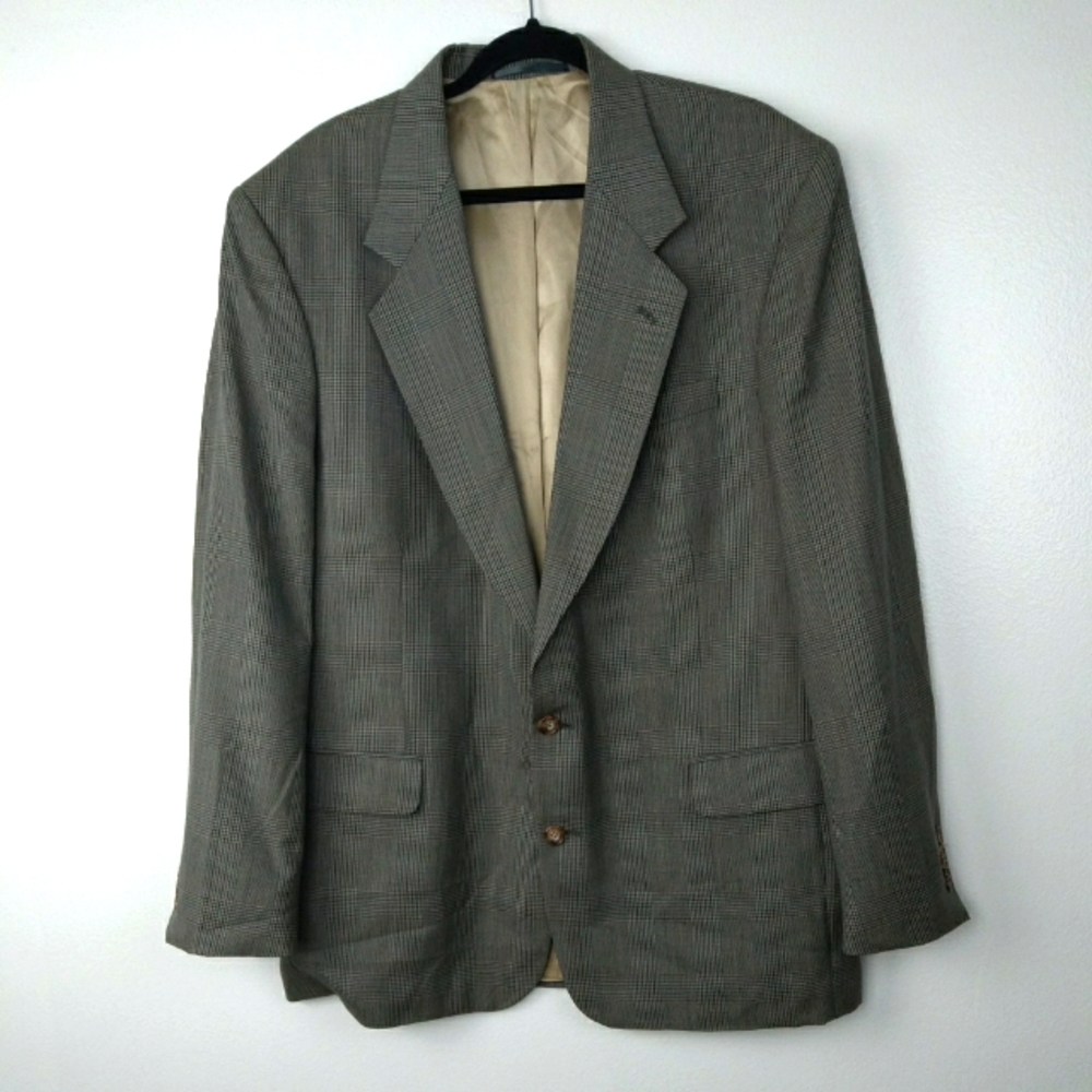 Oscar de la Renta Blazer Plaid Two Button 44L Men's Jacket Office Business Work